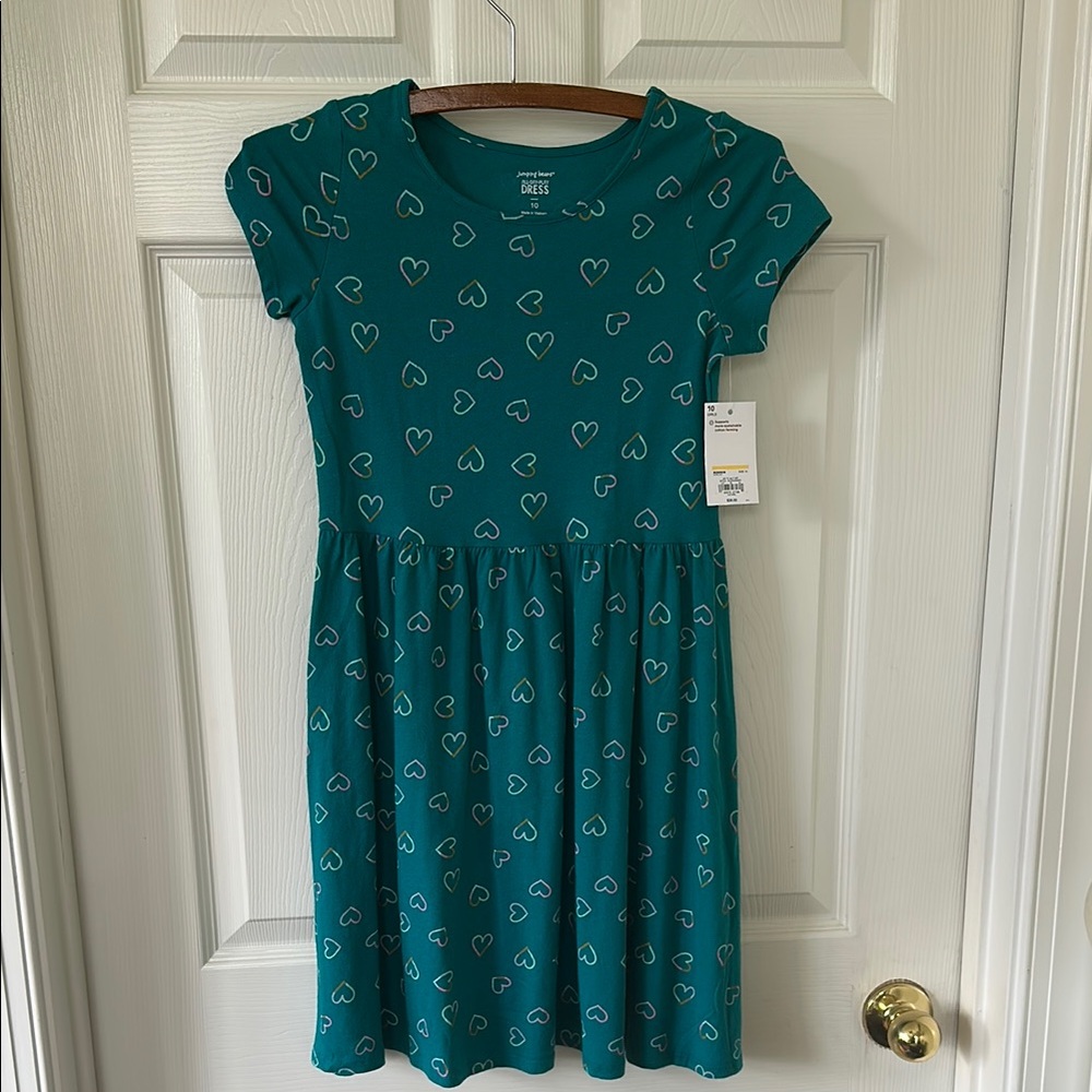 Girls Teal Heart Dress